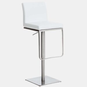 Taburete de bar Panamá con revestimiento de polipiel Simil cuero Blanco 44X42X86 cm