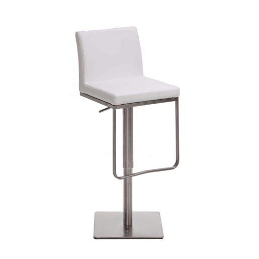 Taburete de bar Panamá con revestimiento de polipiel Simil cuero Blanco 44X42X86 cm