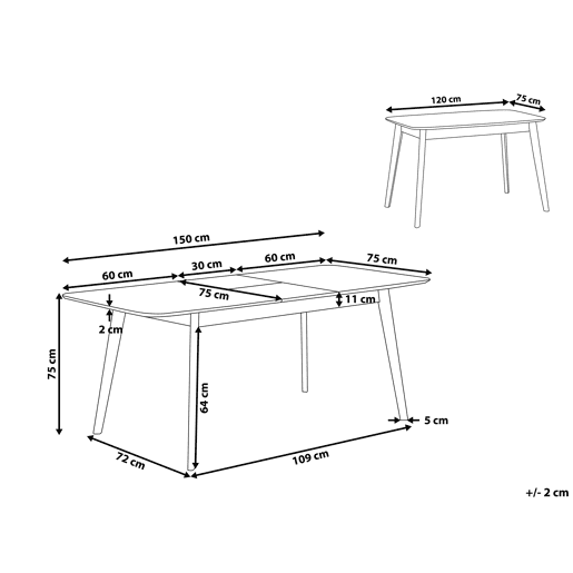 Beliani Mesa de jantar extensível MADOX
