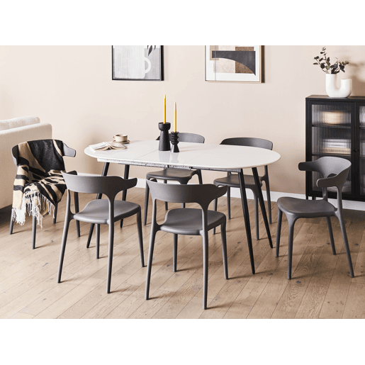 Mesa de jantar extensível STAVERTON Branco 120160 cm 80 cm