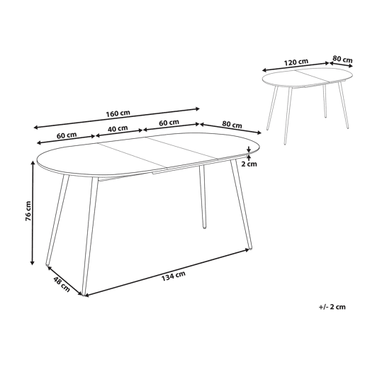 Mesa de jantar extensível STAVERTON Branco 120160 cm 80 cm