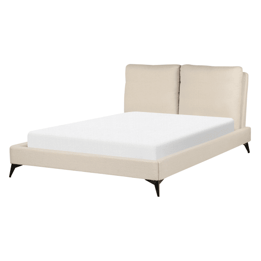 Cama Bouclé MELLE 140 x 200 cm Creme