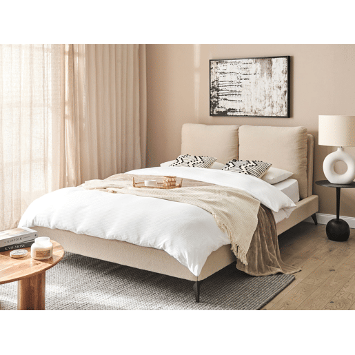 Cama Bouclé MELLE 140 x 200 cm Creme