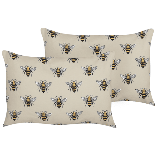 Conjunto de 2 almofadas de jardim CANNETO Padrão animal 40 x 60 cm Creme