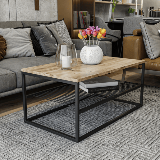 Tabela central com pernas de metal do Wellhome.