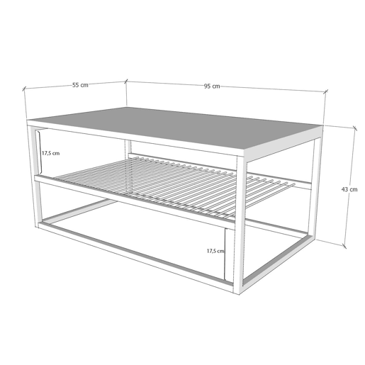 Tabela central com pernas de metal do Wellhome.