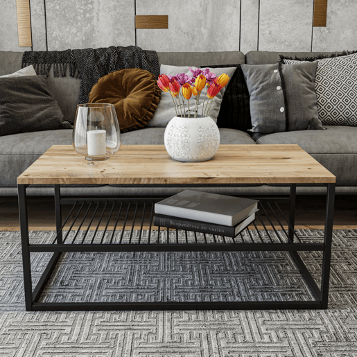 Tabela central com pernas de metal do Wellhome.