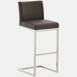 Taburete de bar Paros con tapizado de cuero sintético Simil cuero Marrón 48X42X104 cm