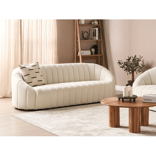 Sofá MALUNG Veludo Branco creme 3 lugares