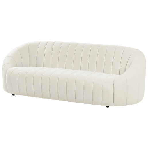 Sofá MALUNG Veludo Branco creme 3 lugares