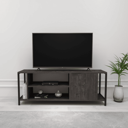 Mesa de TV, Conselho de Agglomerados 100% rejeitado em melamina, cor marrom escura Preto