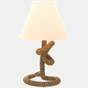 HOMCOM Candeeiro de Mesa LED Candeeiro de Mesa de Cabeceira com Base de Metal Corda de Linho e Ecrã de Tecido Suporte para Lâmpada E27 Máx. 40W Luzes Branco Quente para Dormitório Ø28x45,5 cm Marrom e Bege