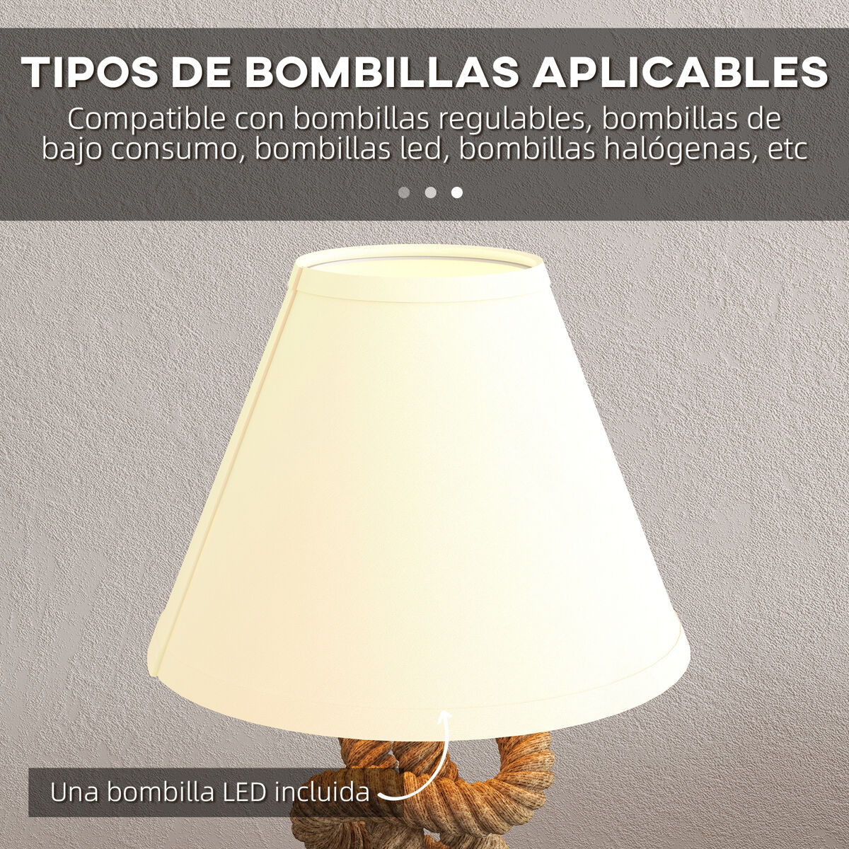 HOMCOM Lámpara de Mesa LED Lámpara de Mesita de Noche con Base de Metal ...