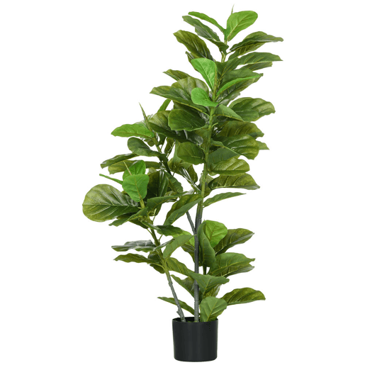 HOMCOM Planta Artificial Ficus 110 cm Planta Artificial com 90 Folhas Musgo e Vaso Planta Artificial Decorativa para Interior e Exterior Casa Sala de Estar Verde