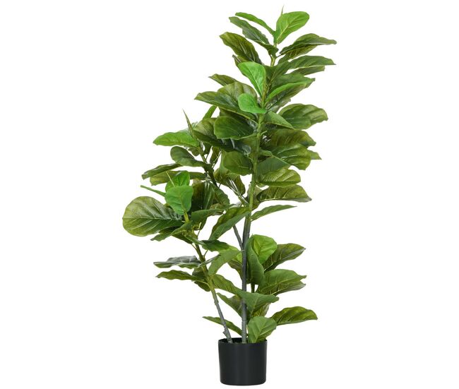Homcom planta artificial decorativa 110x15 cm árbol artificial de ficus con 90 hojas y maceta para interior decoración para sala de estar oficina verde