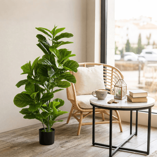 HOMCOM Planta Artificial Ficus 110 cm Planta Artificial com 90 Folhas Musgo e Vaso Planta Artificial Decorativa para Interior e Exterior Casa Sala de Estar Verde