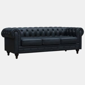 Sofá fixo Chesterfield Aliza - 208 x 82 x 70 cm - 3 lugares - Preto