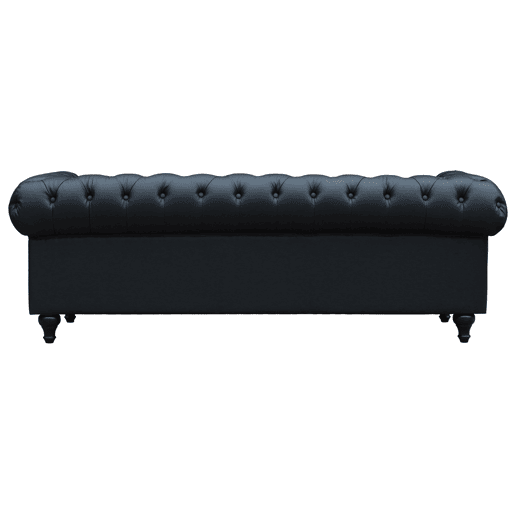 Sofá fixo Chesterfield Aliza - 208 x 82 x 70 cm - 3 lugares - Preto
