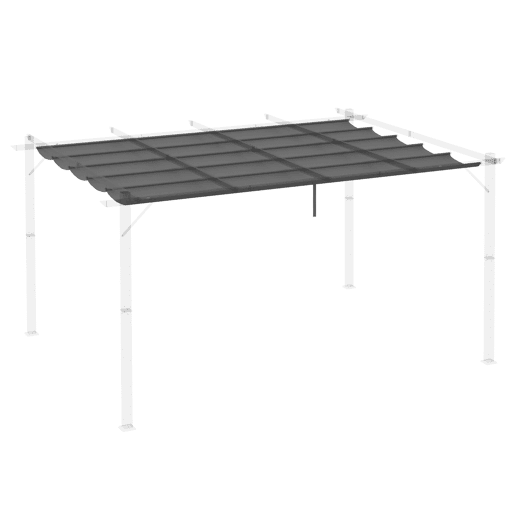 Outsunny Telhado para Pérgola 3,5x2,6 m, Cobertura de Substituição Retrátil para Estrutura de Pérgola 4x3 m, UV30+, Tecido Apenas para Pérgola de Jardim com 10 Orifícios de Drenagem, Cinzento Escuro