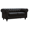 Canapé fixo Chesterfield Aliza - 157 x 82 x 70 cm - 2 lugares - Marron