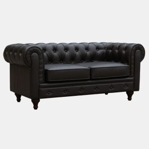 Canapé fixo Chesterfield Aliza - 157 x 82 x 70 cm - 2 lugares - Marron
