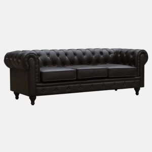 Canapé fixo Chesterfield Aliza - 204 x 80 x 58 cm - 3 lugares - Marron
