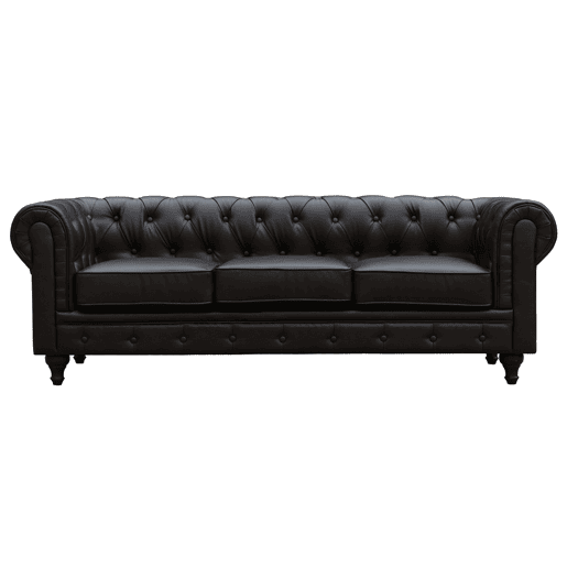 Canapé fixo Chesterfield Aliza - 204 x 80 x 58 cm - 3 lugares - Marron