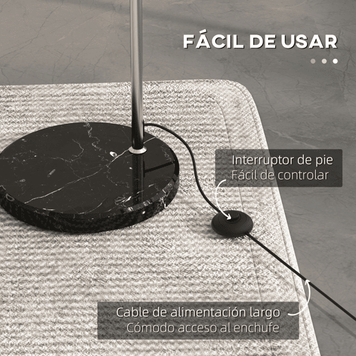 HOMCOM Candeeiro de Pé em Forma de Arco com Altura e Comprimento Ajustáveis Candeeiro de Leitura para Lâmpadas E27 Potência Máxima 40W com Interruptor de Pé 110-115x30x170-180 cm Prata e Preto