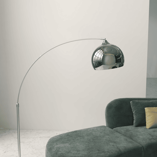 HOMCOM Candeeiro de Pé em Forma de Arco com Altura e Comprimento Ajustáveis Candeeiro de Leitura para Lâmpadas E27 Potência Máxima 40W com Interruptor de Pé 110-115x30x170-180 cm Prata e Preto