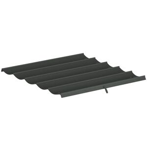 Outsunny Cobertura para Pérgola 2,5x2,55 m Teto de Substituição Retrátil para Pérgola com 10 Orifícios de Drenagem Cinza Escuro