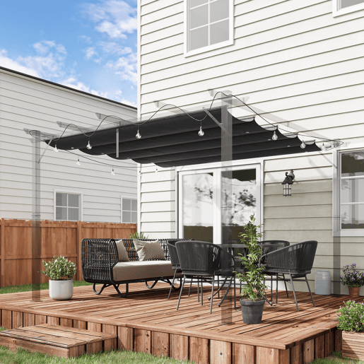Outsunny Cobertura para Pérgola 2,5x2,55 m Teto de Substituição Retrátil para Pérgola com 10 Orifícios de Drenagem Cinza Escuro Outsunny Cobertura para Pérgola 2,5x2,55 m Teto de Substituição Retrátil para Pérgola com 10 Orifícios de Drenagem Cinza Escuro