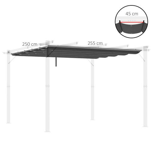Outsunny Cobertura para Pérgola 2,5x2,55 m Teto de Substituição Retrátil para Pérgola com 10 Orifícios de Drenagem Cinza Escuro Outsunny Cobertura para Pérgola 2,5x2,55 m Teto de Substituição Retrátil para Pérgola com 10 Orifícios de Drenagem Cinza Escuro