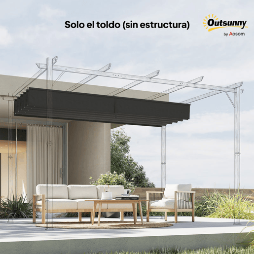 Outsunny Cobertura para Pérgola 2,5x2,55 m Teto de Substituição Retrátil para Pérgola com 10 Orifícios de Drenagem Cinza Escuro Outsunny Cobertura para Pérgola 2,5x2,55 m Teto de Substituição Retrátil para Pérgola com 10 Orifícios de Drenagem Cinza Escuro