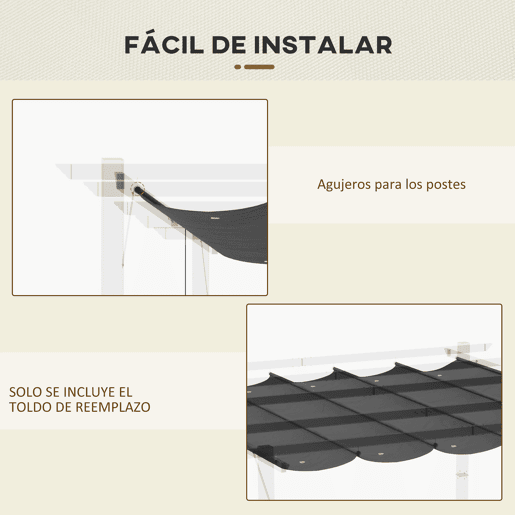 Outsunny Cobertura para Pérgola 2,5x2,55 m Teto de Substituição Retrátil para Pérgola com 10 Orifícios de Drenagem Cinza Escuro Outsunny Cobertura para Pérgola 2,5x2,55 m Teto de Substituição Retrátil para Pérgola com 10 Orifícios de Drenagem Cinza Escuro