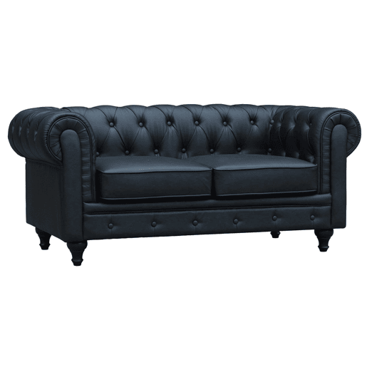 Sofá fixo Chesterfield Aliza - 157 x 82 x 70 cm - 2 lugares - Preto
