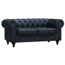 Sofá fixo Chesterfield Aliza - 157 x 82 x 70 cm - 2 lugares - Preto