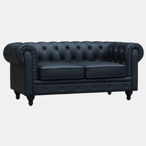 Sofá fixo Chesterfield Aliza - 157 x 82 x 70 cm - 2 lugares - Preto