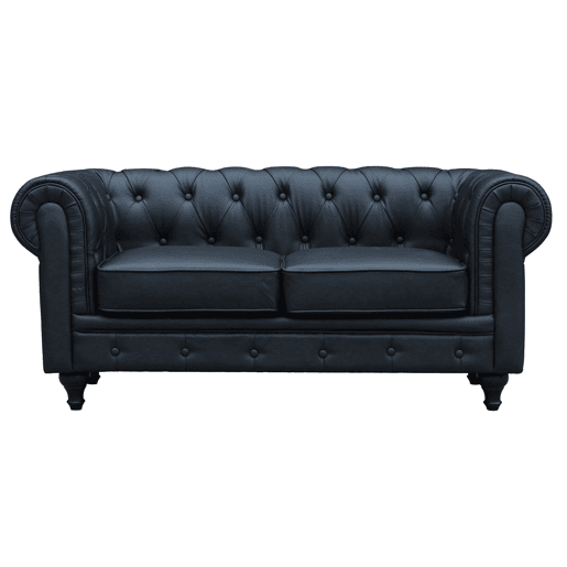 Sofá fixo Chesterfield Aliza - 157 x 82 x 70 cm - 2 lugares - Preto
