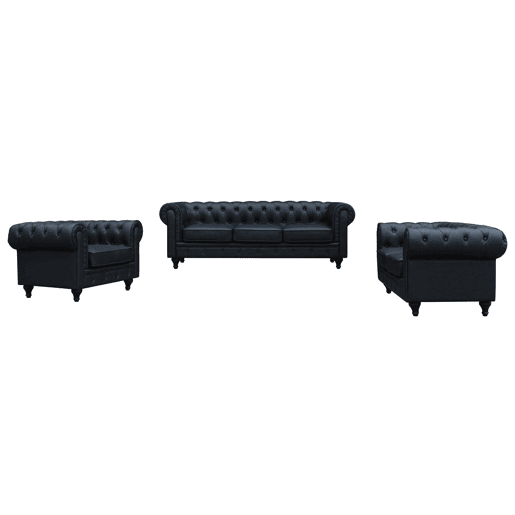 Sofá fixo Chesterfield Aliza - 157 x 82 x 70 cm - 2 lugares - Preto