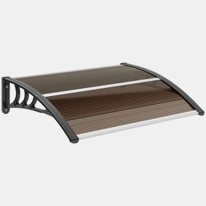 Outsunny Marquise de Proteção 75x100 cm Marquise de Exterior para Portas e Janelas contra Sol e Chuva com Suporte de Liga de Alumínio Marrom e Preto