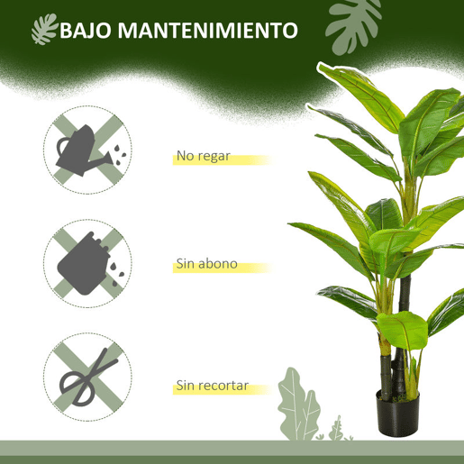 HOMCOM Bananeira Artificial 150 cm Planta Artificial com Vaso e 18 Folhas Planta Artificial para Decoração de Casa Varanda Jardim Sala de Estar Escritório Verde
