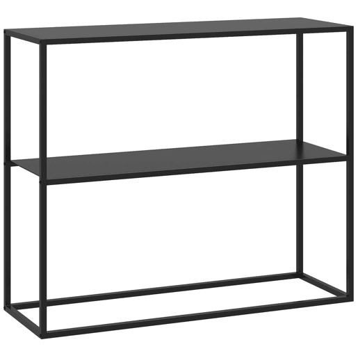 HOMCOM Mesa Consola Estilo Industrial Mesa de Entrada com Prateleira Estrutura de Aço e Desenho Anti-Tombo Móvel de Entrada para Sala de Estar Corredor Carga 20 kg 90x30x75 cm Preto