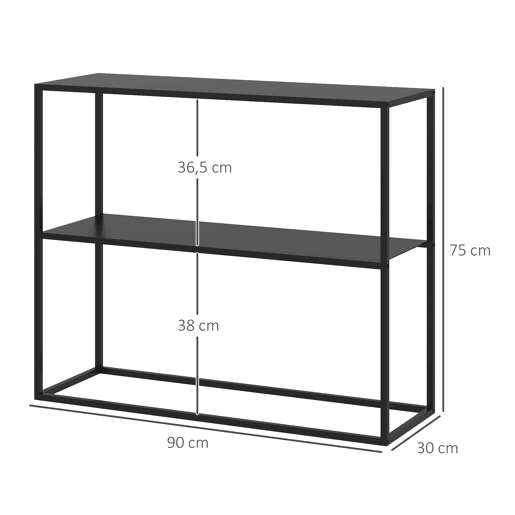 HOMCOM Mesa Consola Estilo Industrial Mesa de Entrada com Prateleira Estrutura de Aço e Desenho Anti-Tombo Móvel de Entrada para Sala de Estar Corredor Carga 20 kg 90x30x75 cm Preto