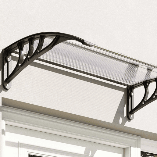 Outsunny Marquise Exterior para Portas e Janelas 75x100 cm Cobertura de Proteção contra Sol e Chuva com Suporte de Liga de Alumínio Transparente