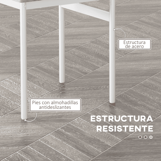 HOMCOM Conjunto de Refeição 5 Peças Conjunto de Mesa e 4 Cadeiras para 4 Pessoas com Estrutura de Aço para Cozinha Restaurante 110x70x75 cm Madeira e Branco