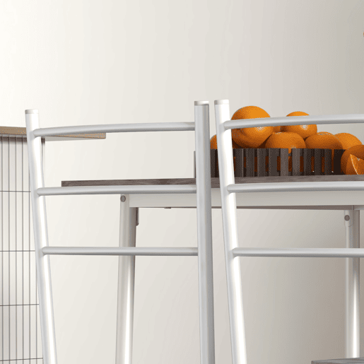 HOMCOM Conjunto de Refeição 5 Peças Conjunto de Mesa e 4 Cadeiras para 4 Pessoas com Estrutura de Aço para Cozinha Restaurante 110x70x75 cm Madeira e Branco