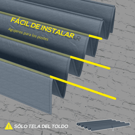 Outsunny Cobertura para Pérgola Retrátil 286x245 cm Teto de Substituição para Pérgola com Proteção UV30+ para Pérgola de 3x2,15 cm Cinza