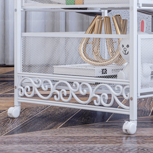 HOMCOM Carrinho Auxiliar com Rodas Carrinho de Armazenamento de 3 Níveis com 3 Gavetas de Armazenamento para Sala de Estar Sala de Jantar Casa de Banho 34x29,5x57,5 cm Branco