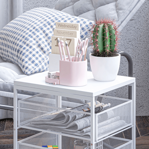 HOMCOM Carrinho Auxiliar com Rodas Carrinho de Armazenamento de 3 Níveis com 3 Gavetas de Armazenamento para Sala de Estar Sala de Jantar Casa de Banho 34x29,5x57,5 cm Branco