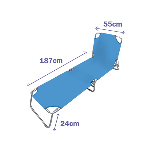 Ligstoel Marbueno Dobrável 187 x 24 x 55 cm - Azul